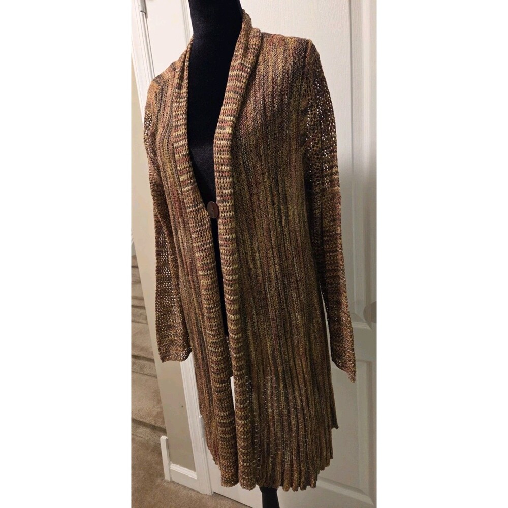 Spicedye Womens Open-Knit V-Neck 1 Button Long Sleeve Cardigan - Size XL - Picture 12 of 14